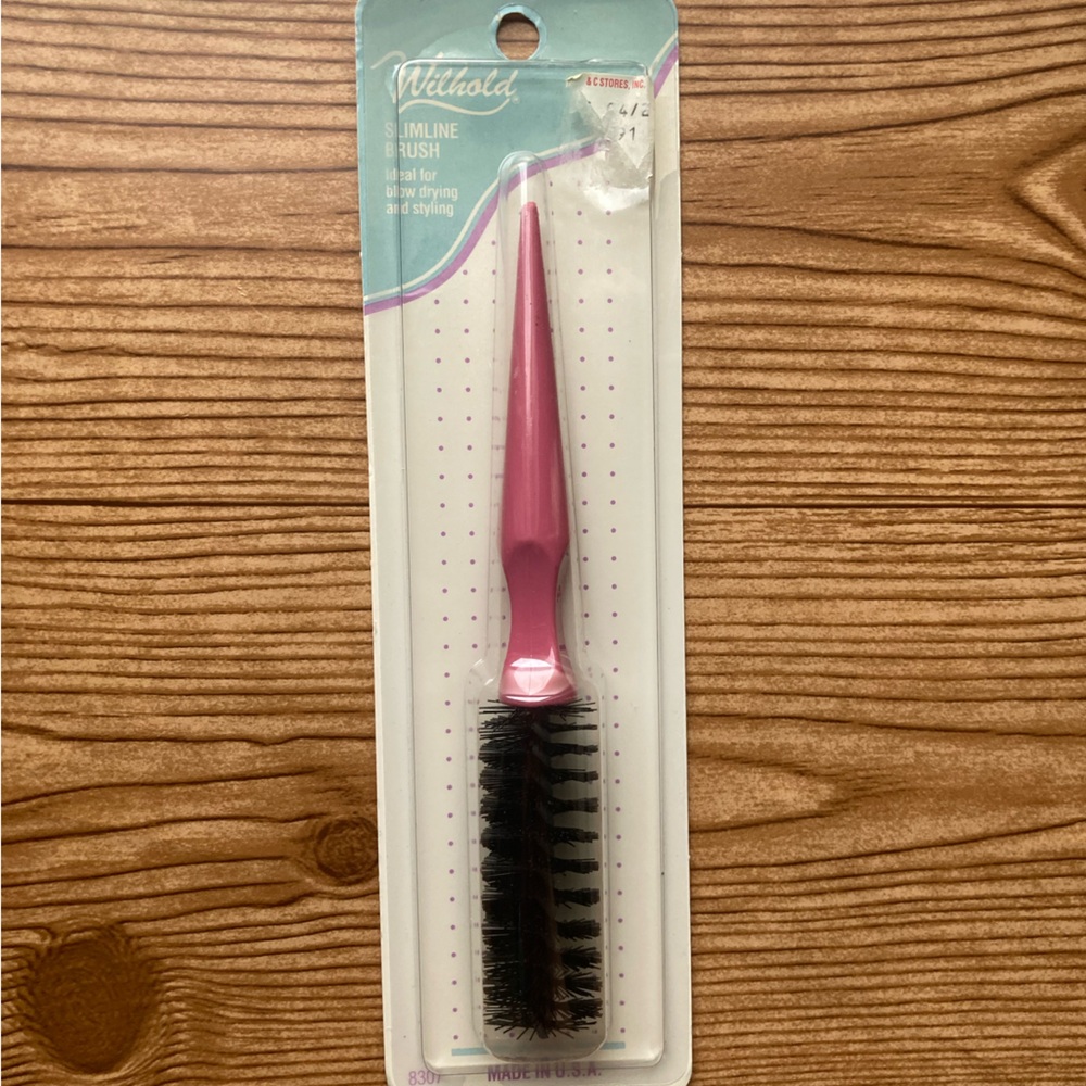 Vintage Wilhold 80s Round Slimline Brush Made In USA 8307 Blow Drying NOS